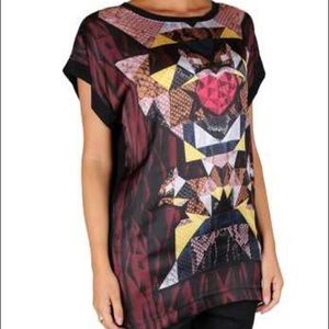 Just Cavalli Silky Satin Tunic Top Tee Shirt